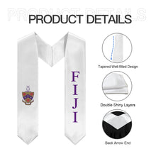 Load image into Gallery viewer, FIJI Graduation Stole With Crest - White & Purple