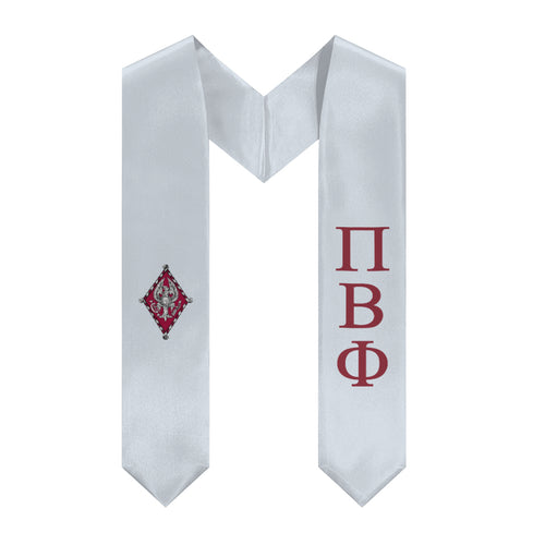 Pi Beta Phi Graduation Stole With Crest - Silver Bue & Wine