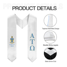 Load image into Gallery viewer, Alpha Tau Omega + Crest + Class of 2024 Graduation Stole - White, Sky Blue &amp; Yellow