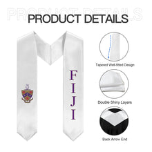 Load image into Gallery viewer, FIJI Graduation Stole With Crest - White, Purple & Gold