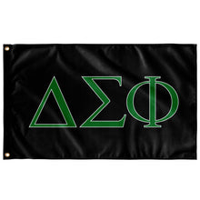 Load image into Gallery viewer, Delta Sigma Phi Fraternity Flag - Black, Nile Green & White