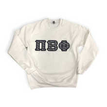 Load image into Gallery viewer, Pi Beta Phi Sorority Lettter Sweatshirt - White, Evening Rainbow & Black