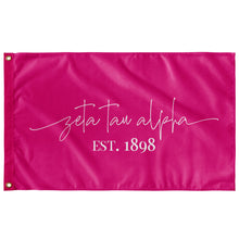 Load image into Gallery viewer, Zeta Tau Alpha Sorority Script Flag - Hot Pink & White