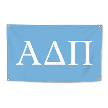 Load image into Gallery viewer, Alpha Delta Pi Four-Grommet Banner - Adelphian Blue & White