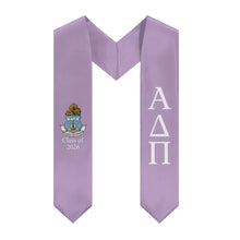 Load image into Gallery viewer, Alpha Delta Pi + Crest + Class of 2026 Graduation Stole - Woodland Violet & White