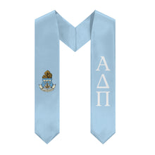 Load image into Gallery viewer, Alpha Delta Pi Graduation Stole With Crest - Light Blue & White