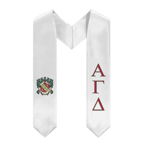 Alpha Gamma Delta Graduation Stole With Crest - White