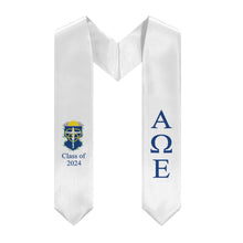 Load image into Gallery viewer, Alpha Omega Epsilon + Crest + Class of 2024 Graduation Stole - White