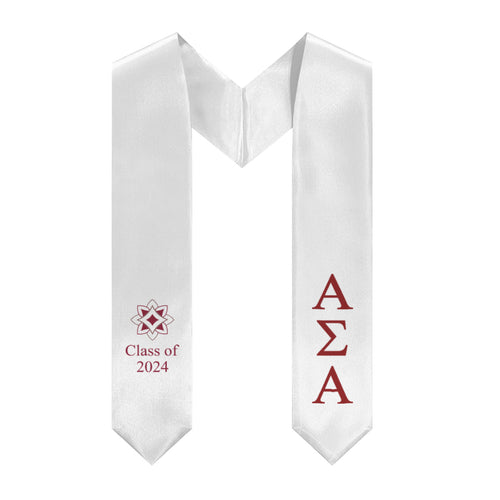 Alpha Sigma Alpha Logomark Sorority Stole - White