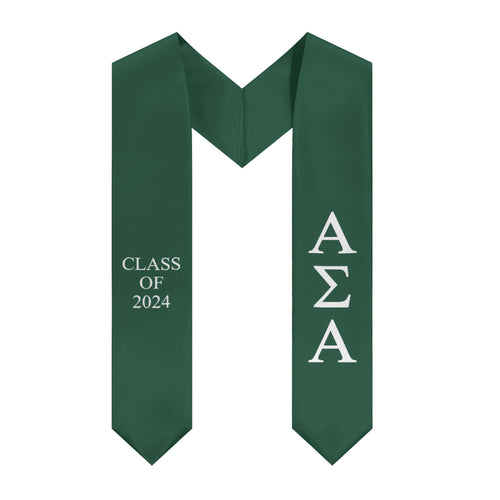 Alpha Sigma Alpha Class of 2024 Sorority Stole - Palm Green & White
