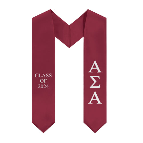 Alpha Sigma Alpha Class of 2024 Sorority Stole - Crimson & White