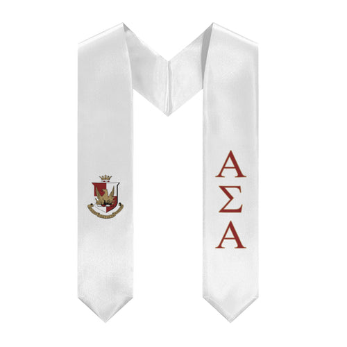 Alpha Sigma Alpha Graduation Stole With Crest - White