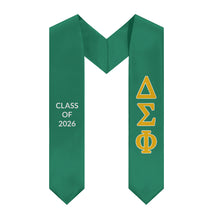 Load image into Gallery viewer, Delta Sigma Phi Class of 2026 Fraternity Stole - Nile Green, Desert Gold & White