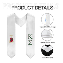 Load image into Gallery viewer, Kappa Sigma Graduation Stole With Crest - White, Green &amp; Red