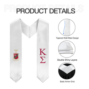 Kappa Sigma Graduation Stole With Crest - White, Red & Green