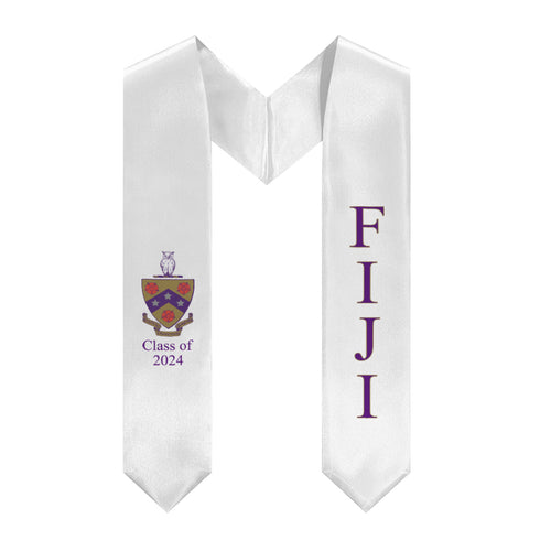 FIJI + Crest + Class of 2024 Graduation Stole - White, Purple & Gold