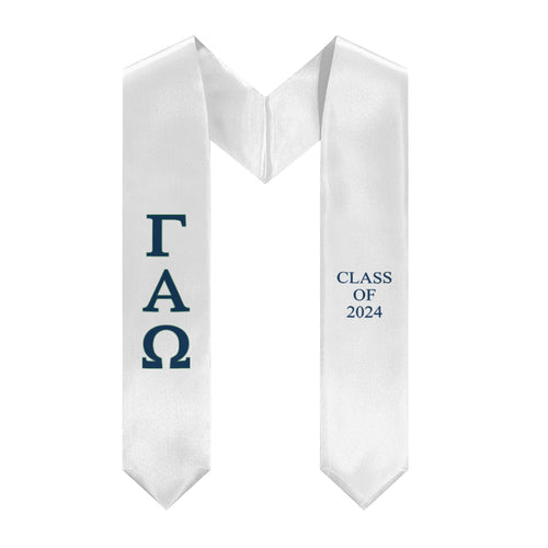 Gamma Alpha Omega Class Of 2024 Stole - White, Navy Blue & Forest Green