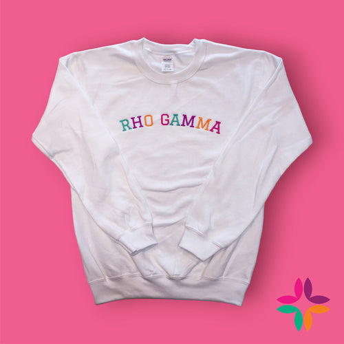 Rho Gamma (NPC) Embroidered Sweatshirt - White