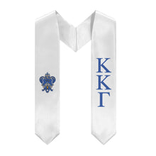 Load image into Gallery viewer, Kappa Kappa Gamma Graduation Stole With Colored Crest - White & Dark Blue