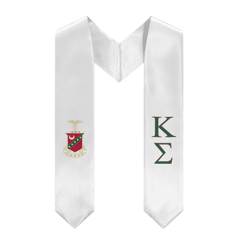 Kappa Sigma Graduation Stole With Crest - White, Green & Red