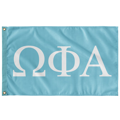 Omega Phi Alpha Sorority Flag - Aqua & White