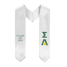 Load image into Gallery viewer, Sigma Alpha + Bull + Class of 2024 Sorority Stole - White
