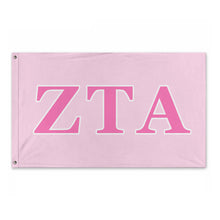 Load image into Gallery viewer, Zeta Tau Alpha Wide Block Greek Flag - Cosmo Pink, Cadillac Pink & White