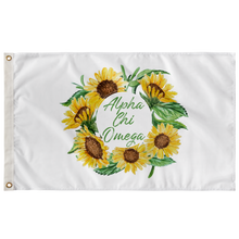 Load image into Gallery viewer, Alpha Chi Omega Sunflower Wreath Greek Flag