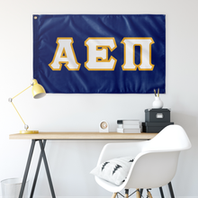 Load image into Gallery viewer, Alpha Epsilon Pi Greek Block Flag - Royal, White & Light Gold