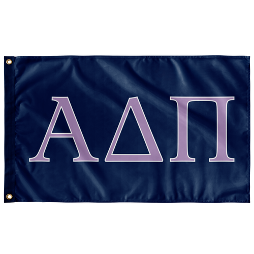 Alpha Delta Pi Sorority Letter Flag - Midnight, Woodland Violet & White