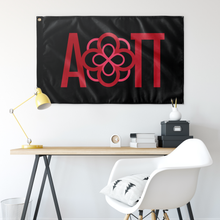 Load image into Gallery viewer, Alpha Omicron Pi Infinity Rose Sorority Flag - Black