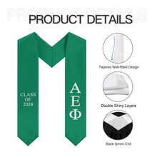 Load image into Gallery viewer, Alpha Epsilon Phi Class of 2024 Sorority Stole - Support Green &amp; White