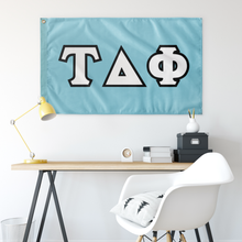 Load image into Gallery viewer, Tau Delta Phi Greek Block Flag - Aqua, White & Black