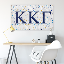 Load image into Gallery viewer, Kappa Kappa Gamma Custom Terrazzo Gold & Blue Sorority Flag