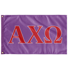Load image into Gallery viewer, Alpha Chi Omega Sorority Flag - Iris, Scarlet & White