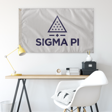 Load image into Gallery viewer, Sigma Pi Vertical Logomark Fraternity Flag - Silver & Purple
