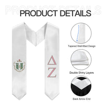 Load image into Gallery viewer, Delta Zeta Graduation Stole With Crest - White