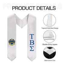 Load image into Gallery viewer, Tau Beta Sigma Graduation Stole With Crest - White