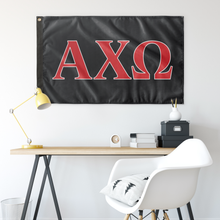 Load image into Gallery viewer, Alpha Chi Omega Sorority Flag Ebony, Scarlet, &amp; White Wall Flag