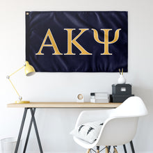 Load image into Gallery viewer, Alpha Kappa Psi Fraternity Flag - Navy, Bright Yellow & White