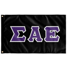 Load image into Gallery viewer, Sigma Alpha Epsilon Greek Block Flag - Black, SAE Purple & White