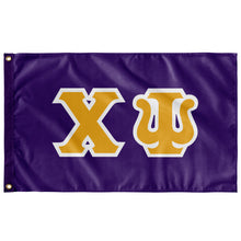 Load image into Gallery viewer, Chi Psi Greek Block Flag - Purple, Light Gold & White