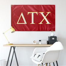 Load image into Gallery viewer, Delta Tau Chi Fraternity Flag - Red, White & Maize