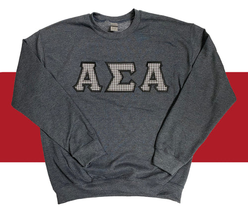 Alpha Sigma Alpha Sorority Sweatshirt With Houndstooth Stitch Letters