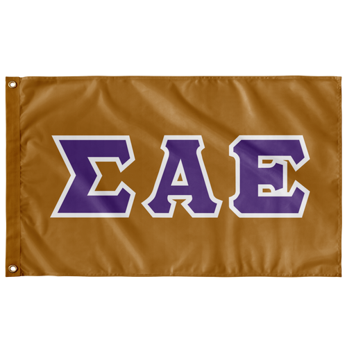Sigma Alpha Epsilon Greek Block Flag - SAE Gold, SAE Purple & White