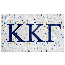 Load image into Gallery viewer, Kappa Kappa Gamma Custom Terrazzo Gold & Blue Sorority Flag