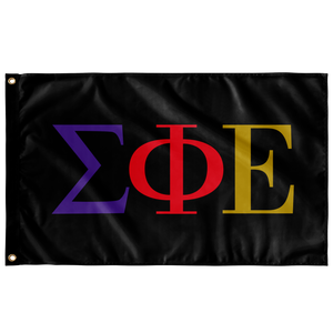 Sigma Phi Epsilon Fraternity Letter Flag - Black & Multi