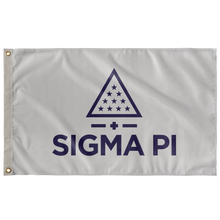 Load image into Gallery viewer, Sigma Pi Vertical Logomark Fraternity Flag - Silver & Purple