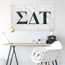 Load image into Gallery viewer, Sigma Delta Tau Sorority Flag - White, Old Blue & Yellow