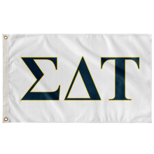 Load image into Gallery viewer, Sigma Delta Tau Sorority Flag - White, Old Blue & Yellow
